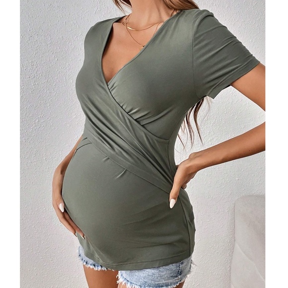Maternity Surplice Short Sleeve Top - Picture 5 of 5